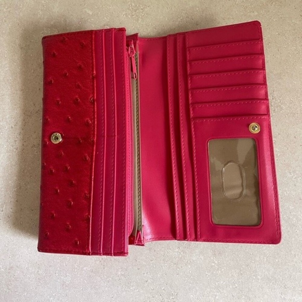 Buxton Red Ostrich Faux Leather Style Wallet - EUC - Picture 4 of 10